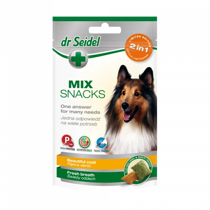 Caini - Recompense pentru caini Dr Seidel Mix Snack Blana Frumoasa 90 gr