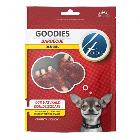 Recompense caini - Recompense pentru caini Goodies Barbecue Beef Ribs 100 gr
