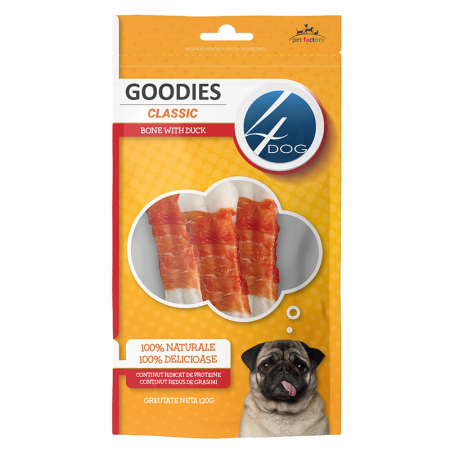 Recompense pentru caini Goodies Classic Bone with Duck 120 gr