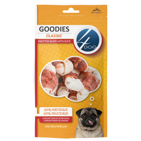 Recompense caini - Recompense pentru caini Goodies Classic Knotted Bone with Duck 120 gr
