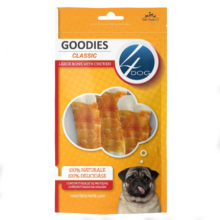 Recompense caini - Recompense pentru caini Goodies Classic Large Bone with Chicken 120 gr