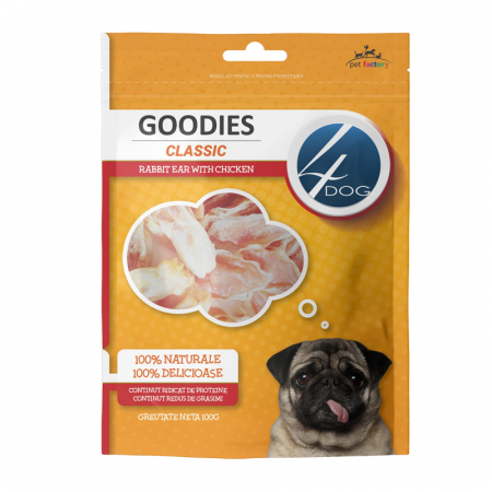 Caini - Recompense pentru caini Goodies Classic Rabbit Ear with Chicken 100 gr