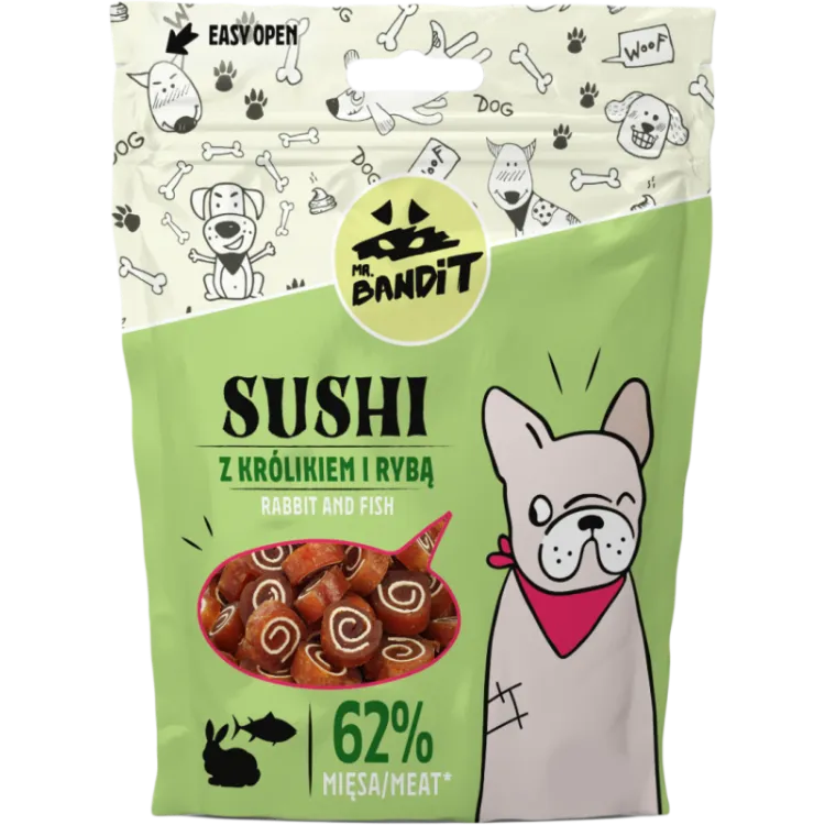 Recompense caini - Recompense pentru caini Mr. Bandit Sushi cu iepure & peste 80 gr