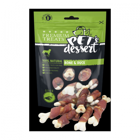 Recompense pentru caini Pet's Desert Bone & Duck 80 gr