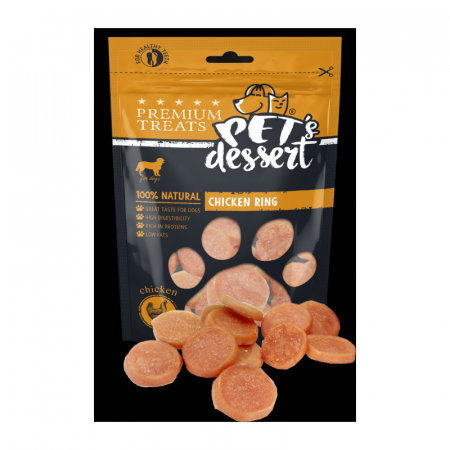 Caini - Recompense pentru caini Pet's Desert Chicken Ring 80 gr