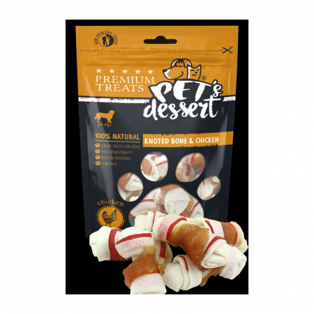 Caini - Recompense pentru caini Pet's Desert Knoted Bone & Chicken 80 gr