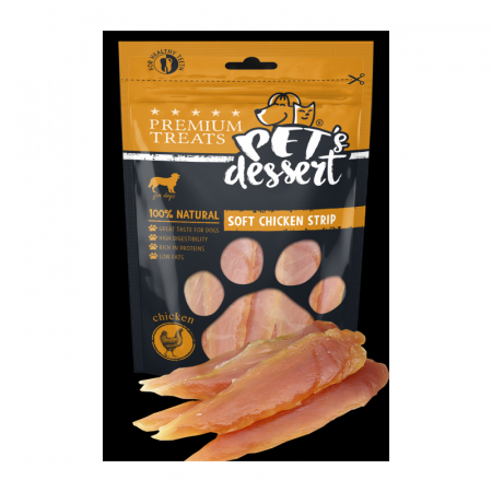Caini - Recompense pentru caini Pet's Desert Soft Chicken Strips 80 gr