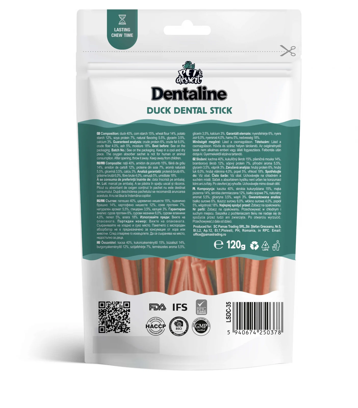 Recompense pentru caini Pet's Dessert Dentaline Sticks cu rata 120 gr [1]