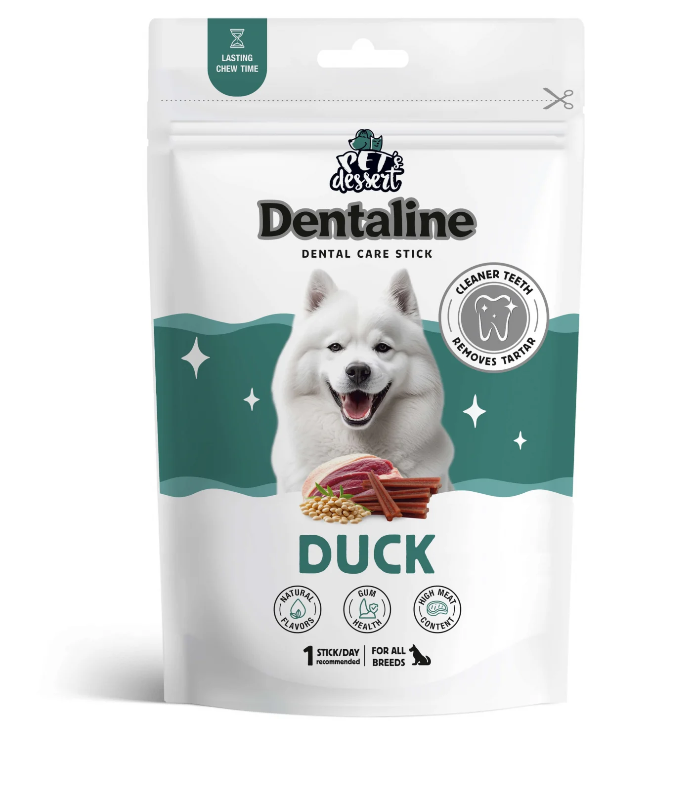 Caini - Recompense pentru caini Pet's Dessert Dentaline Sticks cu rata 120 gr