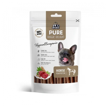 Caini - Recompense pentru caini Pet's Dessert Hypoallergenic cu carne de cal 80 gr