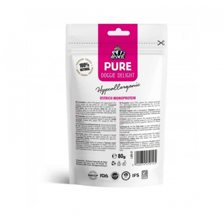 Recompense pentru caini Pet's Dessert Hypoallergenic cu carne de strut 80 gr [1]