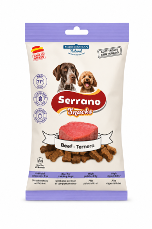 Caini - Recompense pentru caini Serrano Snacks cu vita 100 gr