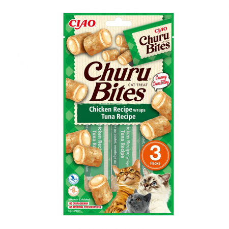 Recompense pisici - Recompense pentru pisici Churu Bites cu pui & ton 3 buc x 10 gr