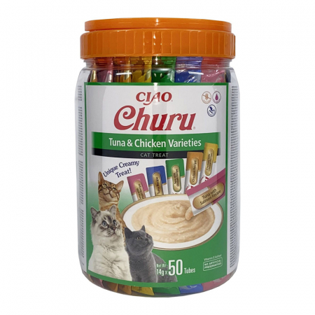 Recompense pisici - Recompense pentru pisici Churu Cat Varieties cu pui & ton 50 bucati