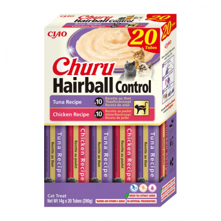 Recompense pisici - Recompense pentru pisici Churu Hairball Control cu pui & ton 20 tubes