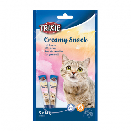 Recompense pentru pisici Creamy Snacks cu ton & creveti 5 buc x 14 g [0]