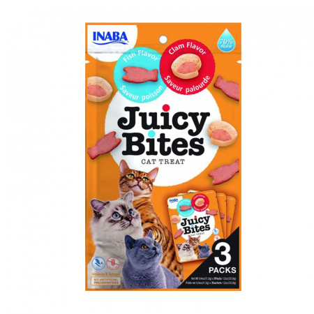 Recompense pisici - Recompense pentru pisici Juicy Bites cu peste & scoici  3 buc x 11,3 gr