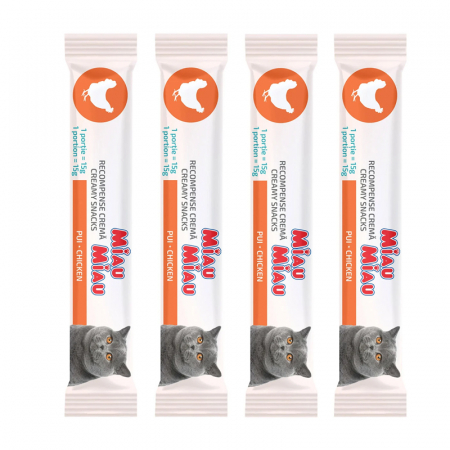 Pisici - Recompense pentru pisici Miau Miau Creamy Snacks cu pui 4 buc x 15 gr