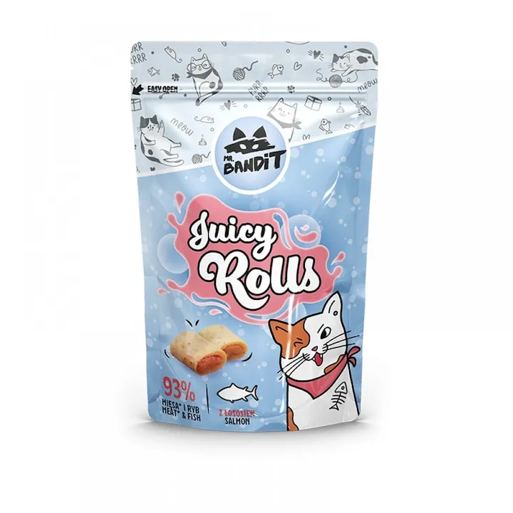 Recompense pisici - Recompense pentru pisici Mr. Bandit Juicy Rolls cu somon 40 gr