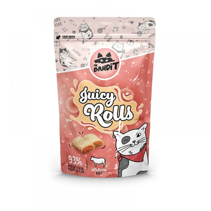Recompense pisici - Recompense pentru pisici Mr. Bandit Juicy Rolls cu vita 40 gr