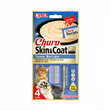 Recompense pentru pisici Churu Skin & Coat cu ton 4 buc x 14 gr