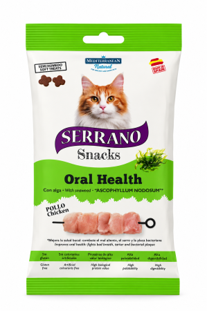 Recompense pisici - Recompense pentru pisici Serrano Snacks Oral Care cu pui 50 gr