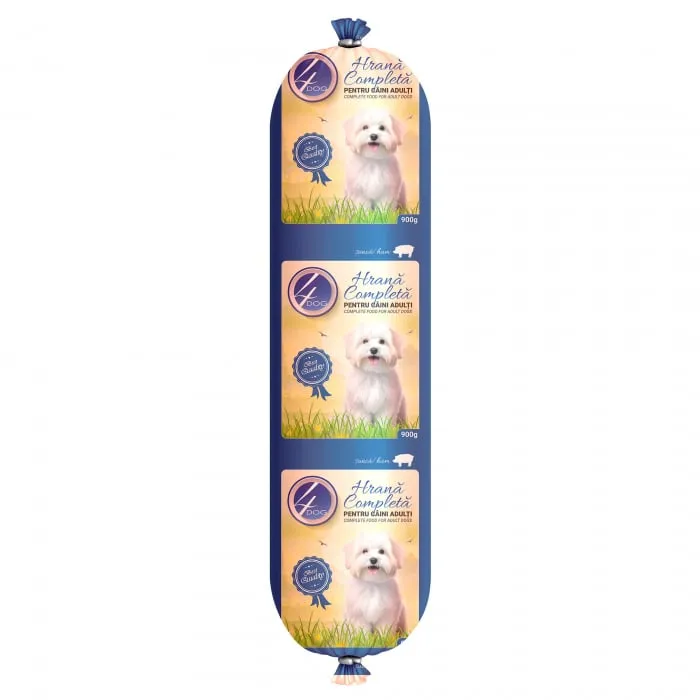 Salam pentru caini 4Dog cu sunca 900 gr