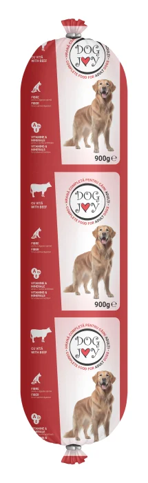 Hrana umeda caini - Salam pentru caini Dog Joy cu vita 900 gr
