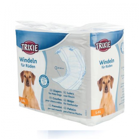 Covorase & Scutece - Scutece pentru caini masculi Trixie L-XL 60-80 cm 12 buc/set