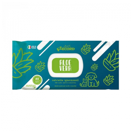 Igiena caini - Servetele umede antibacteriene cu Aloe Vera Record 40 buc