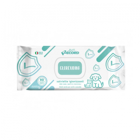 Igiena pisici - Servetele umede Record antibacteriene cu clorexidina 80 buc / pachet