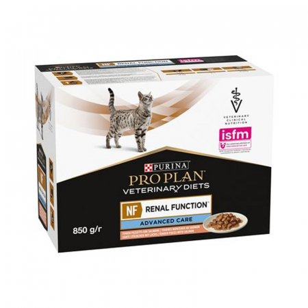 Hrana umeda - Set 10 buc x 85 gr Hrana dietetica pentru pisici Purina NF Advanced Care cu somon
