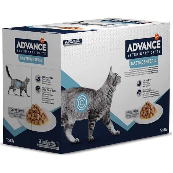 Hrana umeda - Set 12 buc x 85 gr Hrana dietetica pentru pisici Advance Gastrointestinal Sensitive
