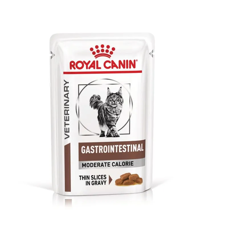 Noutati - Set 12 buc x 85 gr Hrana dietetica pentru pisici Royal Canin Gastrointestinal Moderate Calorie