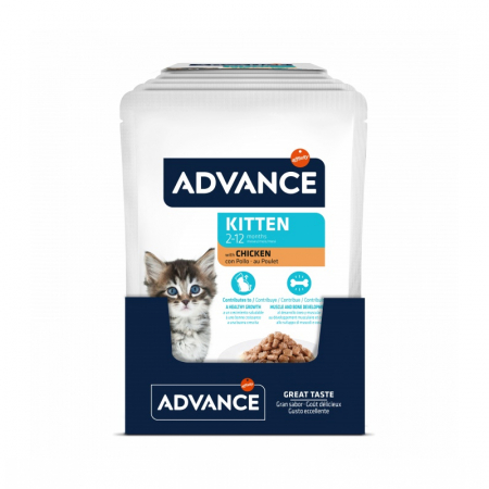 Set 12 buc x 85 gr Hrana umeda pentru pisici Advance Kitten cu pui