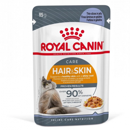 Pisica Adult - Set 12 buc x 85 gr Hrana umeda pentru pisici Royal Canin Hair & Skin Jelly