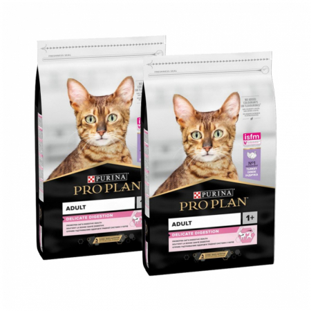 Oferta 2 saci x 10 kg  Hrana uscata pentru pisici Pro Plan Adult Delicate cu curcan [0]
