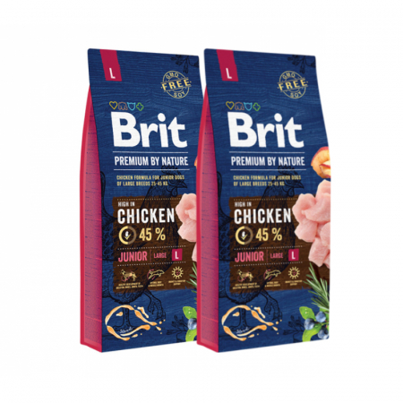 Caine Junior - Oferta 2 saci  x 15 kg Hrana uscata pentru caini Brit Junior L