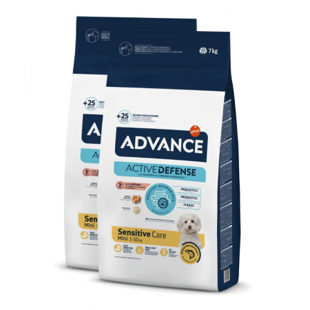 Oferta 2 saci - Oferta 2 saci x 7 kg Hrana uscata pentru caini Advance Sensitive Mini Adult cu somon
