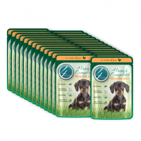 Set 24 buc x 100 gr Hrana umeda pentru caini 4Dog Junior cu pui [0]