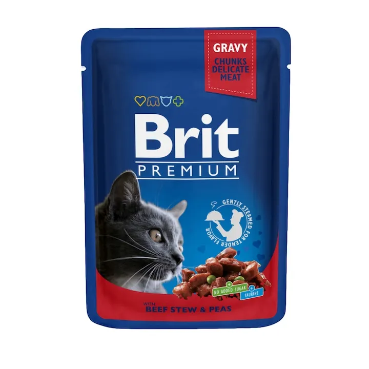 Set 24 buc x 100 gr Hrana umeda pentru pisici Brit cu vita & mazare [1]
