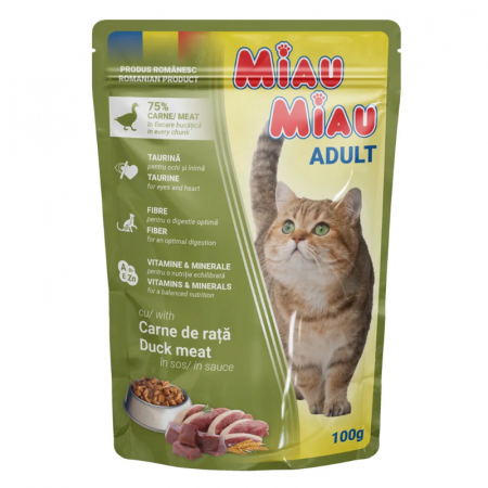 Set 24 buc x Hrana umeda pentru pisici Miau Miau cu rata in sos 100 gr [1]
