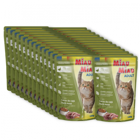 Set 24 buc x Hrana umeda pentru pisici Miau Miau cu rata in sos 100 gr [0]