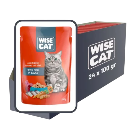 Pisici - Set 24 buc x 100 gr Hrana umeda pentru pisici Wise cu peste