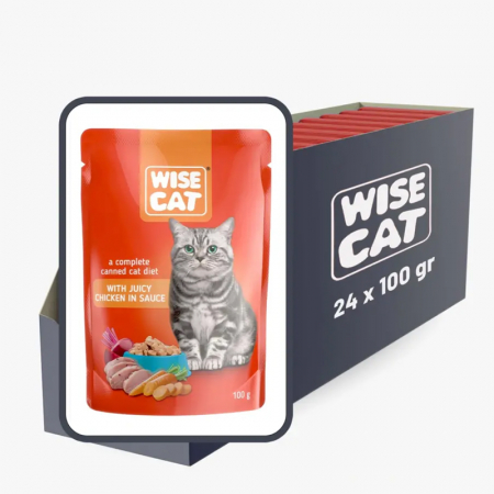 Set 24 buc x 100 gr Hrana umeda pentru pisici Wise cu pui in sos [0]