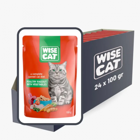 Set 24 buc x 100 gr Hrana umeda pentru pisici Wise cu tocana de pui & legume [0]