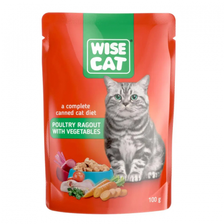 Set 24 buc x 100 gr Hrana umeda pentru pisici Wise cu tocana de pui & legume [1]