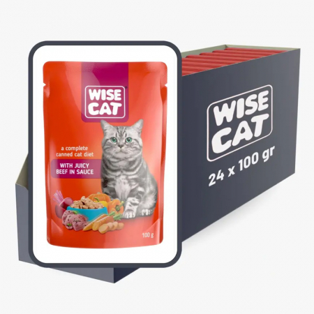 Set 24 buc x 100 gr Hrana umeda pentru pisici Wise cu vita [0]