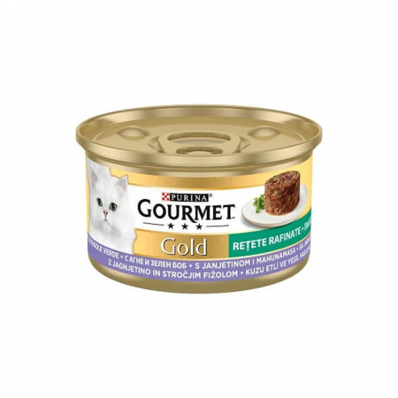Set 24 buc x 85 gr Hrana umeda pentru pisici Gourmet Gold cu miel & fasole verde