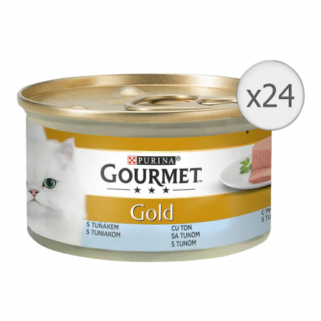 Pisica Adult - Set 24 buc x 85 gr Hrana umeda pentru pisici Gourmet Gold Mousse cu ton